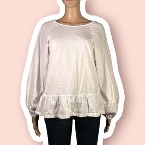 Banana Republic White Drop Waist Puff Sleeve Prairie Top Size Small - "Terra"